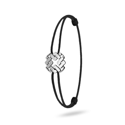 Bracelet cordon nylon noir bijou Armurus finition palladium