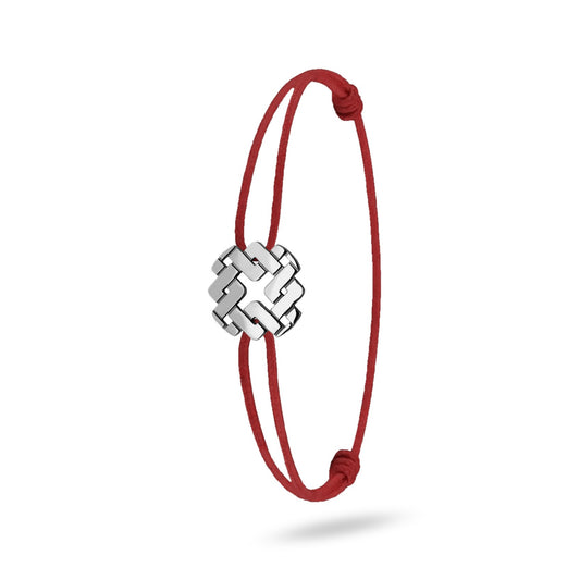 Bracelet cordon nylon rouge bijou Armurus finition palladium
