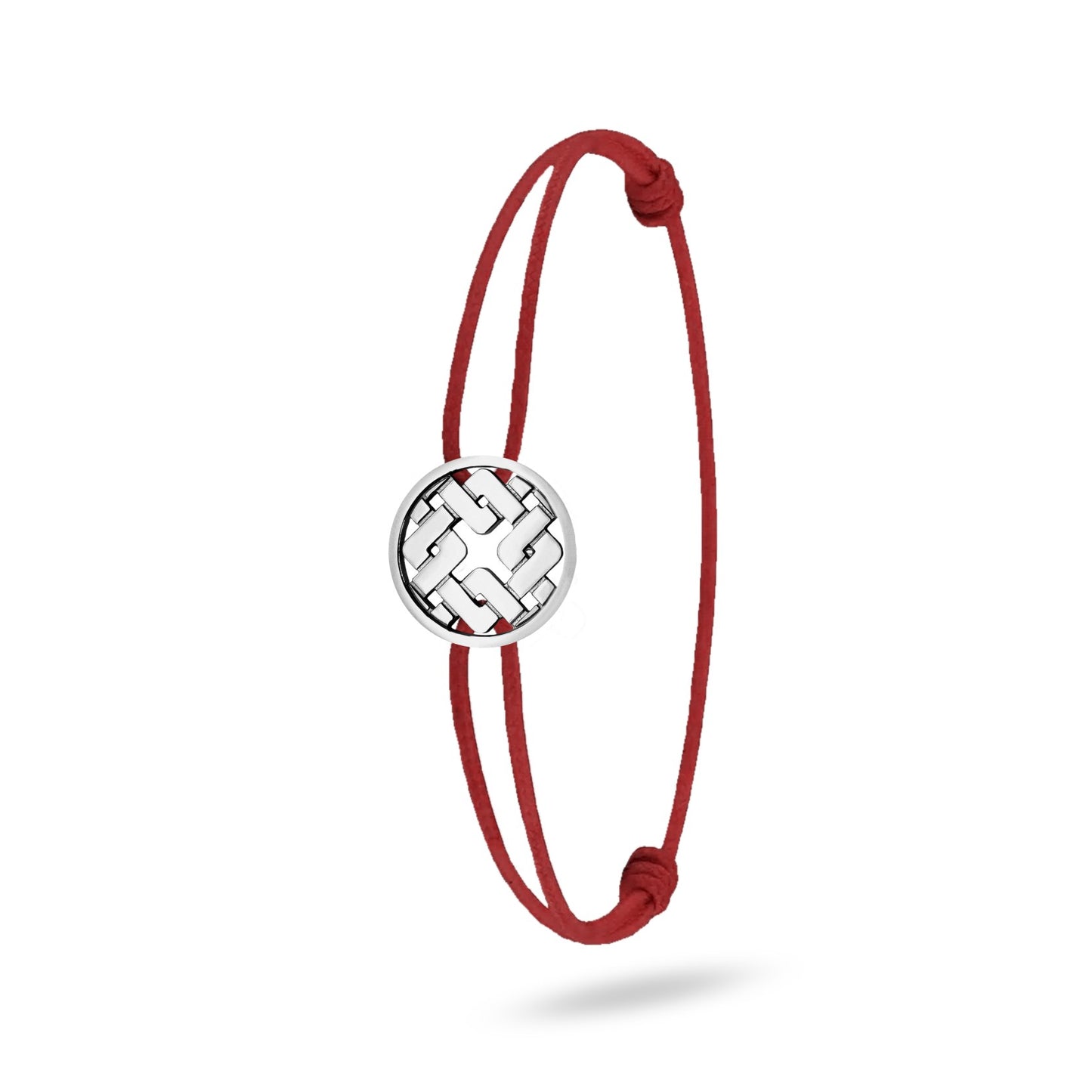 Bracelet cordon nylon rouge bijou Clodius finition palladium