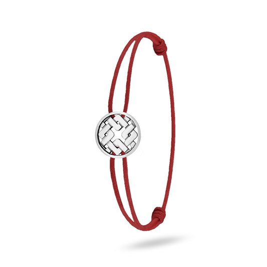 Bracelet cordon nylon rouge bijou Clodius finition palladium