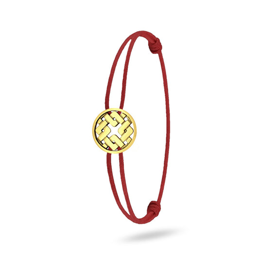 Bracelet cordon nylon rouge bijou Clodius finition or