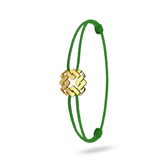 Bracelet cordon nylon vert bijou Armurus finition or