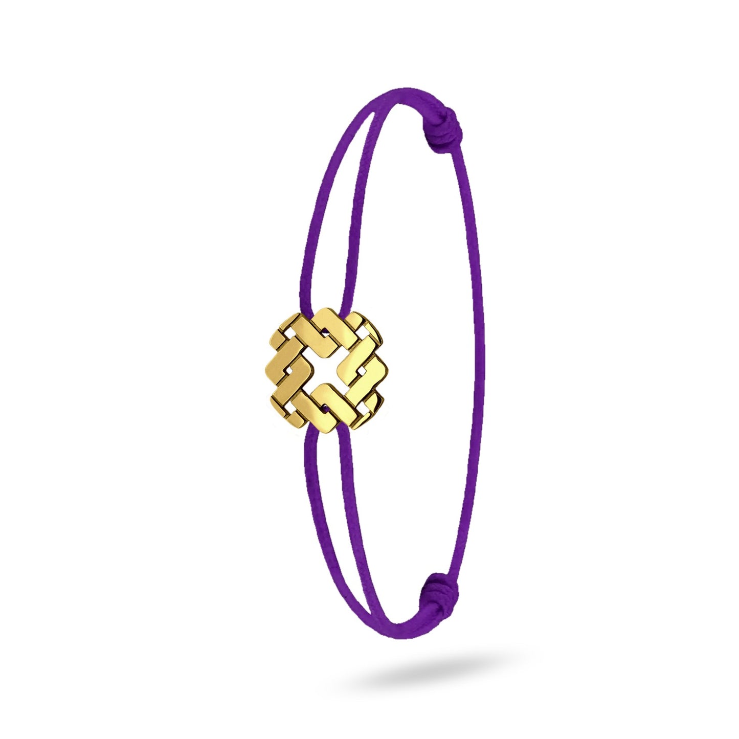 Bracelet cordon nylon violet bijou Armurus finition or