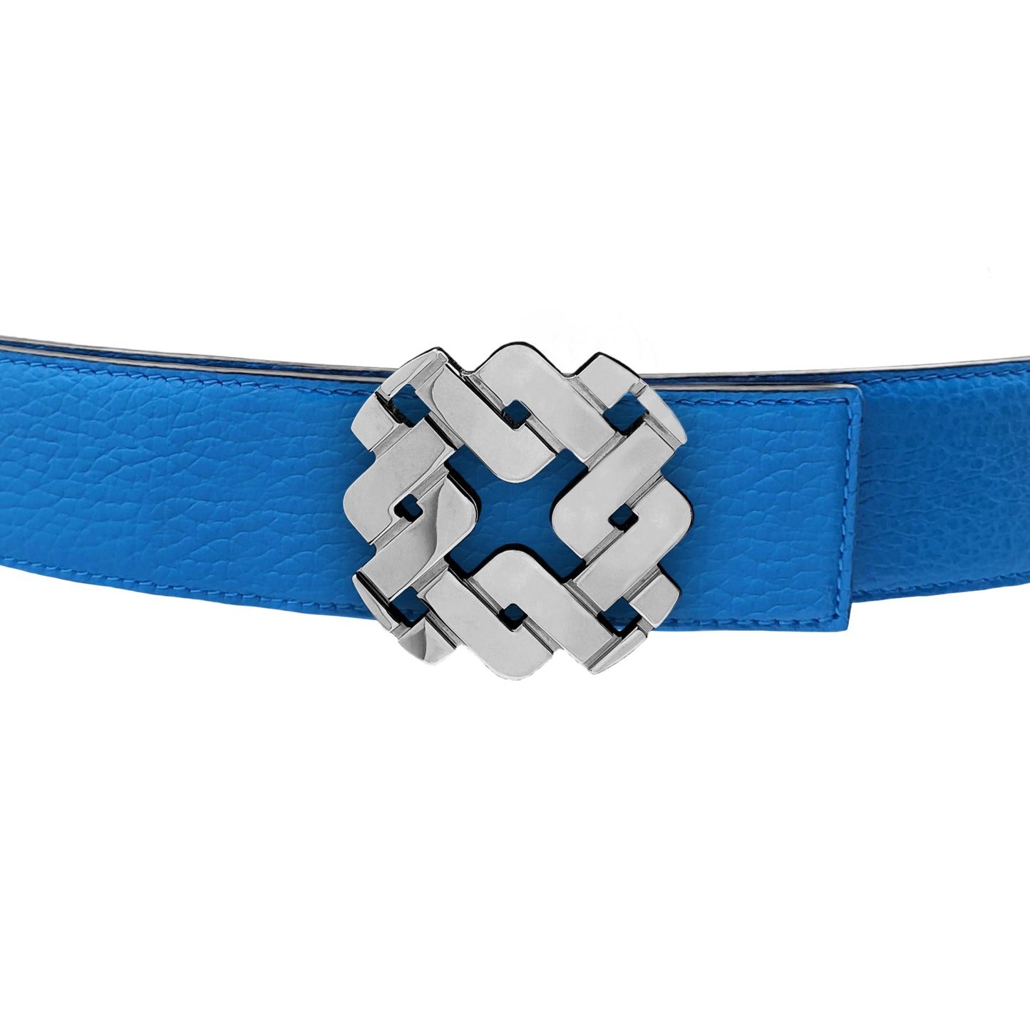 Ceinture 35 mm en cuir réversible bleu boucle Armurus palladié