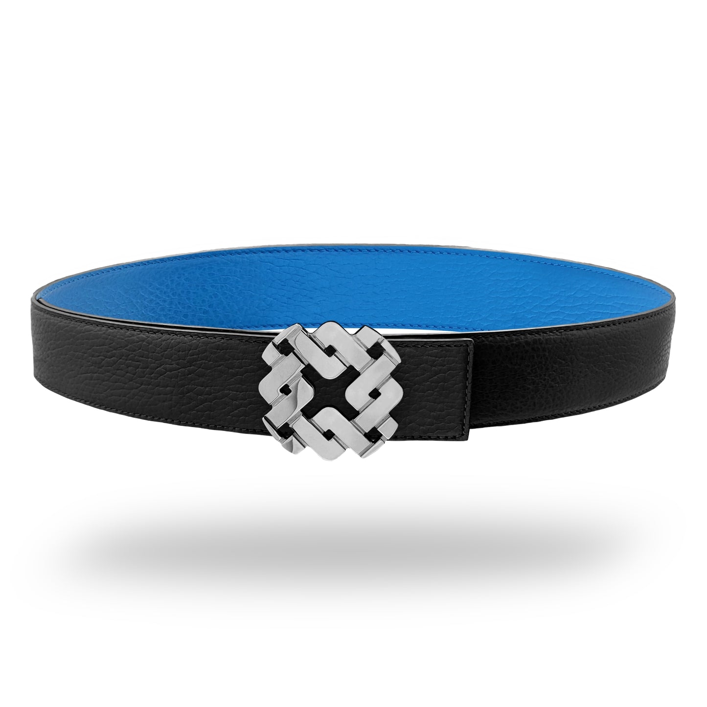 Ceinture 35 mm en cuir réversible bleu boucle Armurus palladié