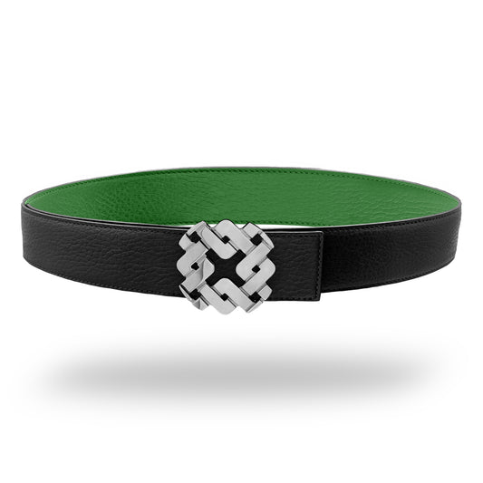 Ceinture 35 mm en cuir réversible vert boucle Armurus palladié