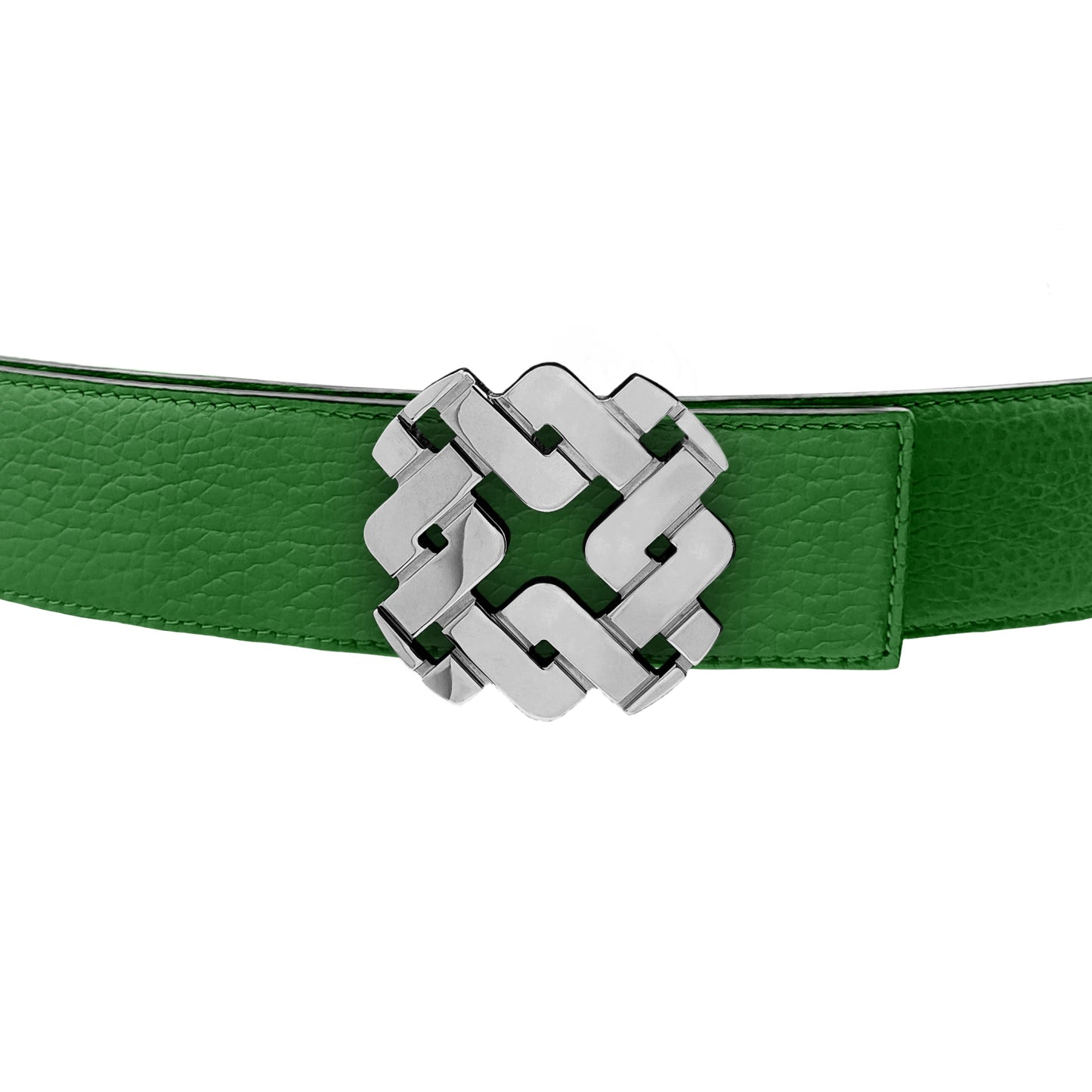 Ceinture 35 mm en cuir réversible vert boucle Armurus palladié
