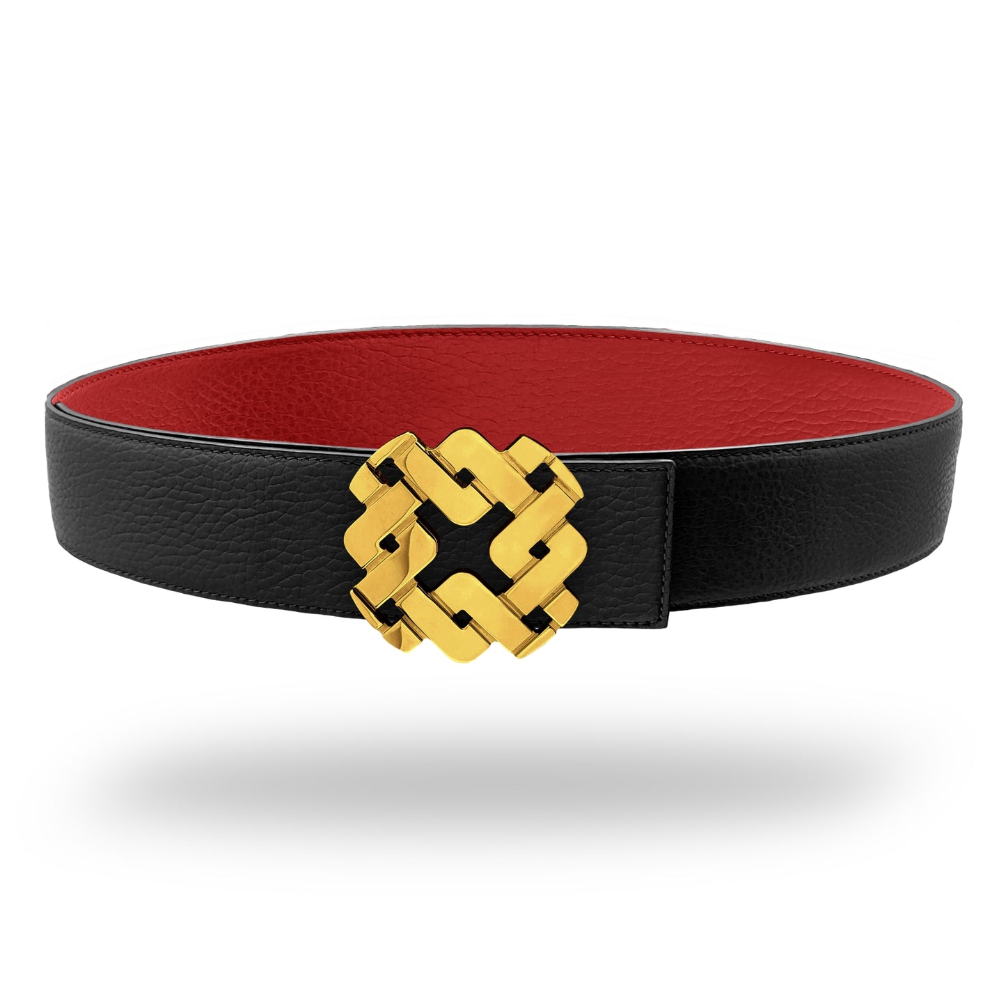 Ceinture 45 mm en cuir réversible rouge boucle Armurus dorée