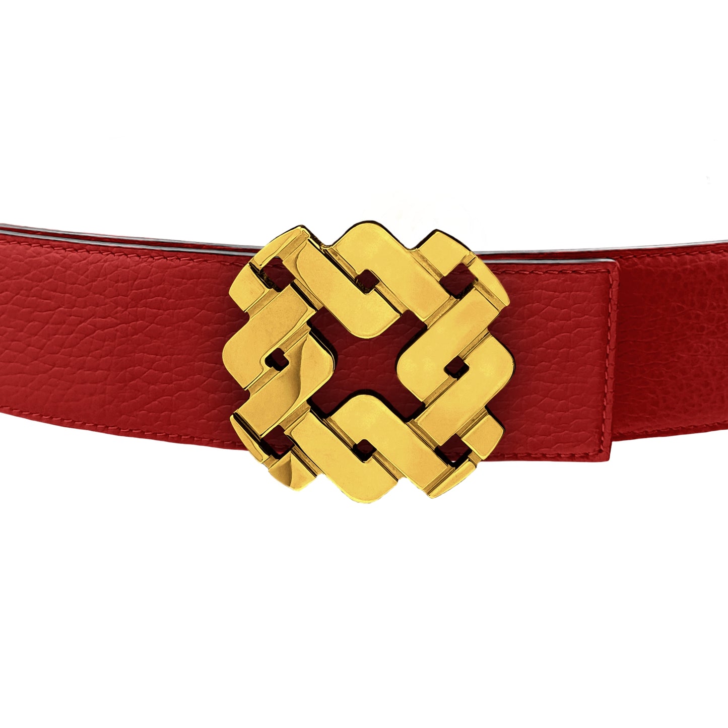 Ceinture 45 mm en cuir réversible rouge boucle Armurus dorée