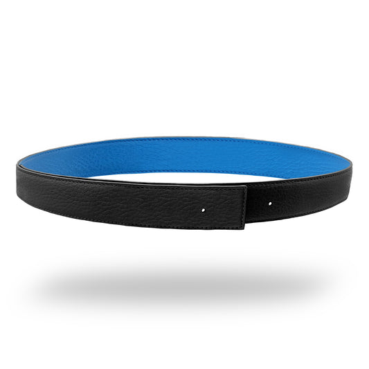 Lanière 25 mm en cuir réversible bleu