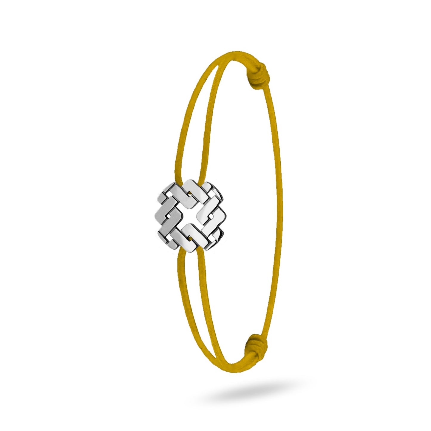 Bracelet cordon nylon jaune bijou Armurus finition palladium