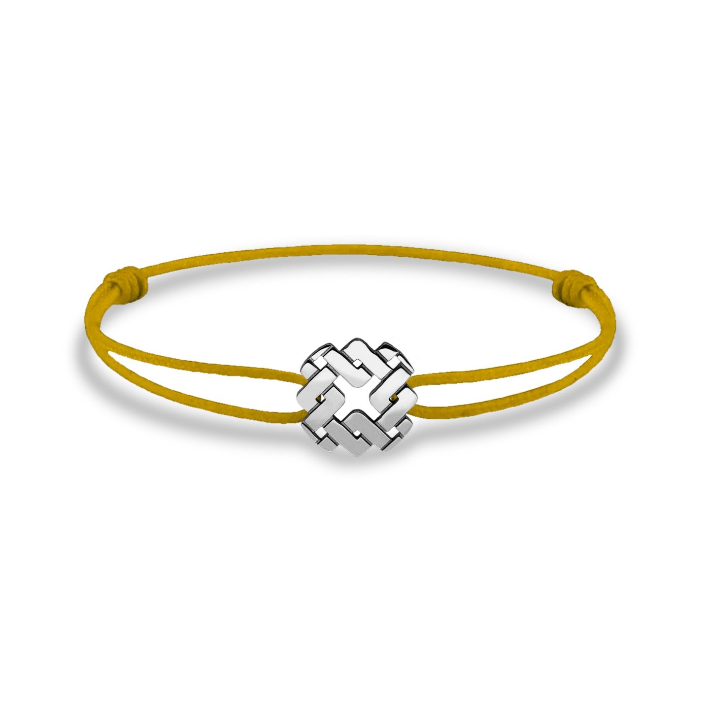 Bracelet cordon nylon jaune bijou Armurus finition palladium