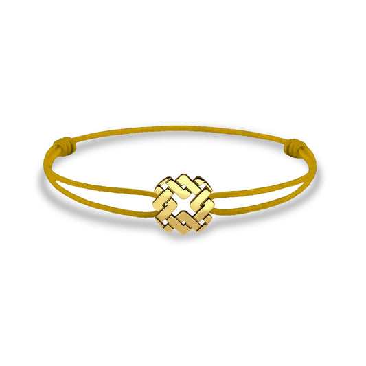 Bracelet cordon nylon jaune bijou Armurus finition or