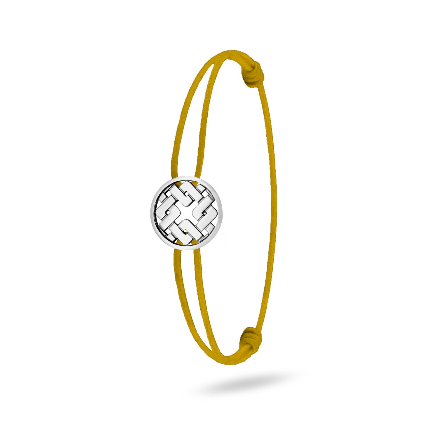 Bracelet cordon nylon jaune bijou Clodius finition palladium