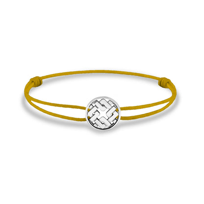 Bracelet cordon nylon jaune bijou Clodius finition palladium