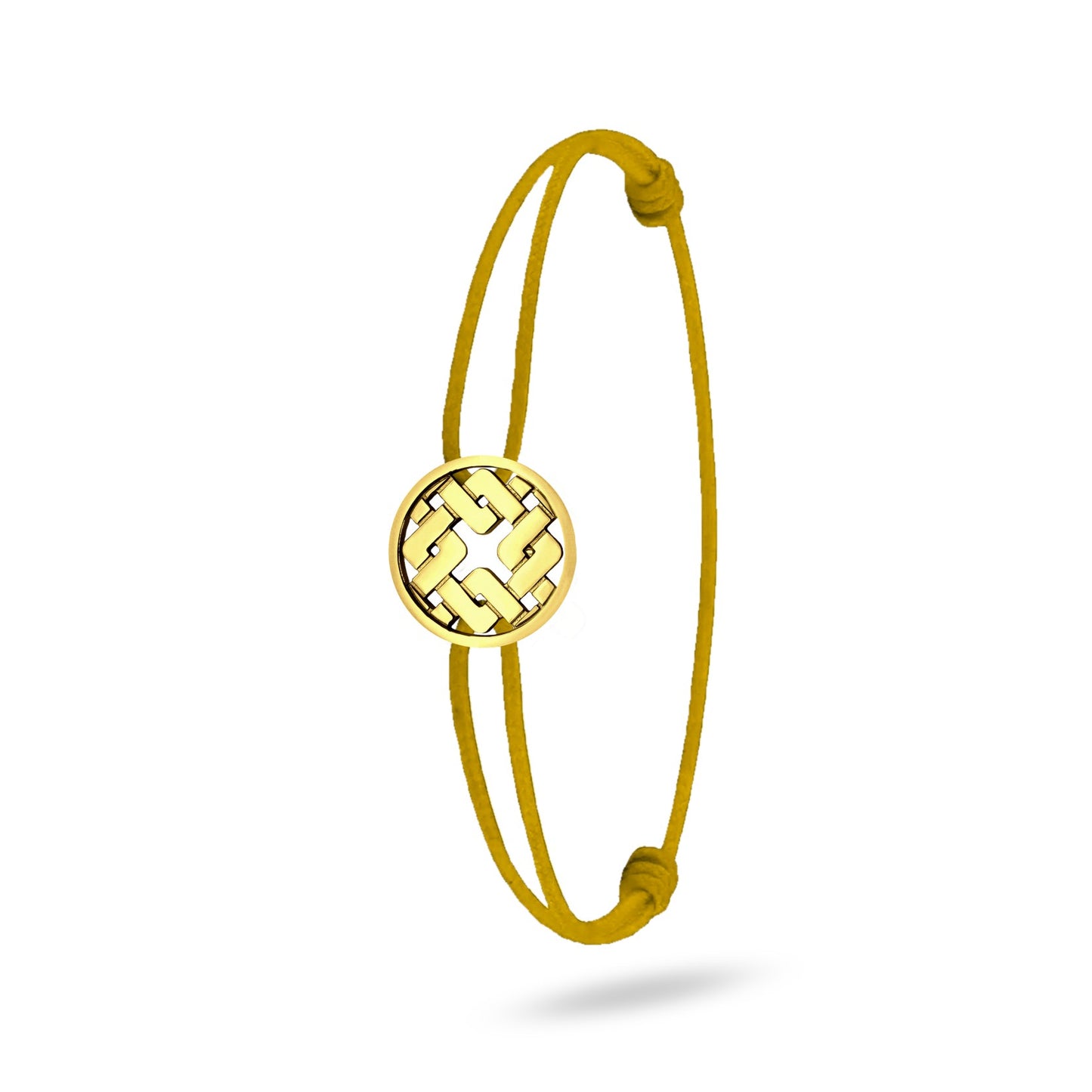 Bracelet cordon nylon jaune bijou Clodius finition or