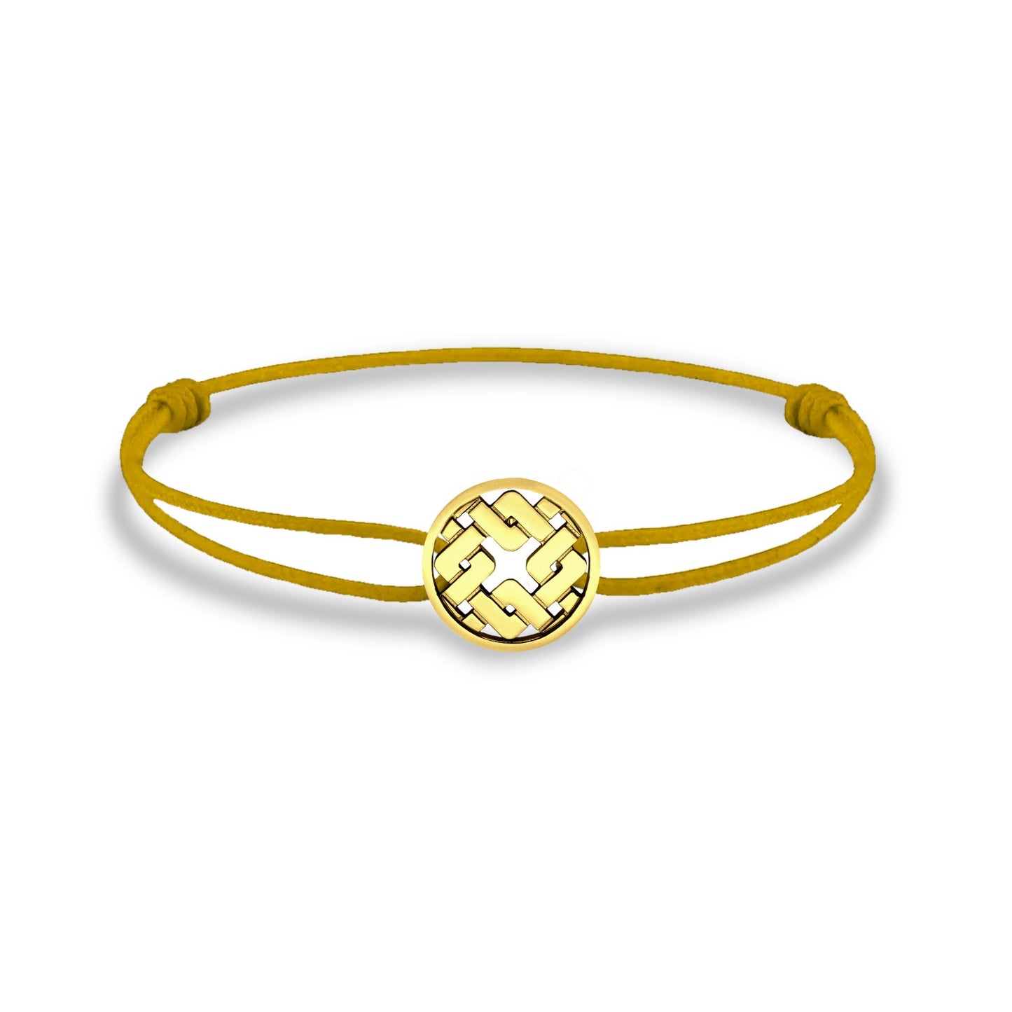 Bracelet cordon nylon jaune bijou Clodius finition or