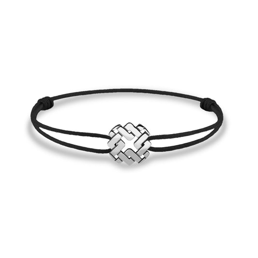 Bracelet cordon nylon noir bijou Armurus finition palladium