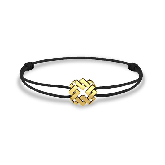 Bracelet cordon nylon noir bijou Armurus finition or