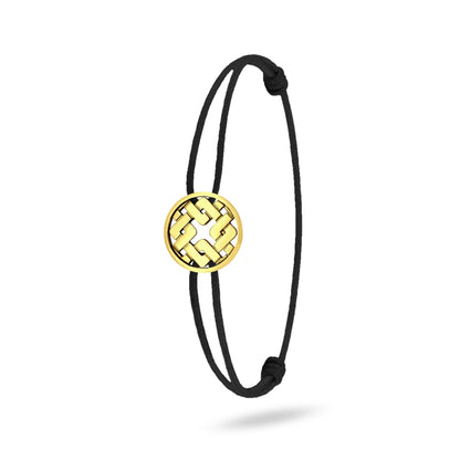 Bracelet cordon nylon noir bijou Clodius finition or