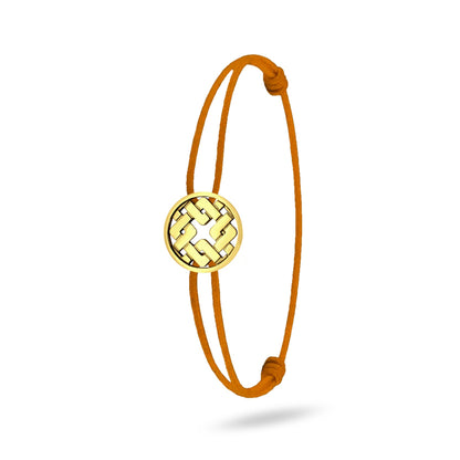 Bracelet cordon nylon orange bijou Clodius finition or