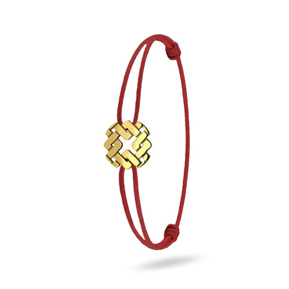 Bracelet cordon nylon rouge bijou Armurus finition or