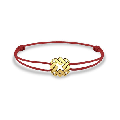 Bracelet cordon nylon rouge bijou Armurus finition or