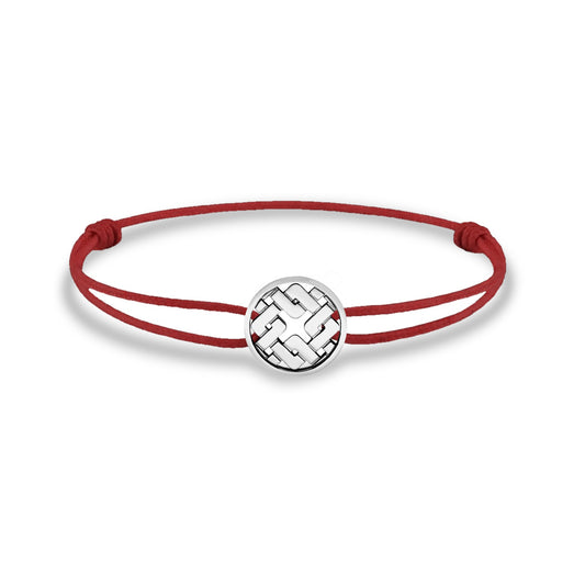 Bracelet cordon nylon rouge bijou Clodius finition palladium