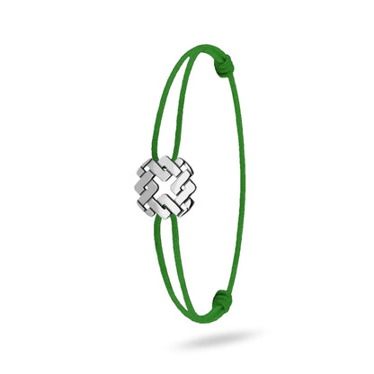 Bracelet cordon nylon vert bijou Armurus finition palladium