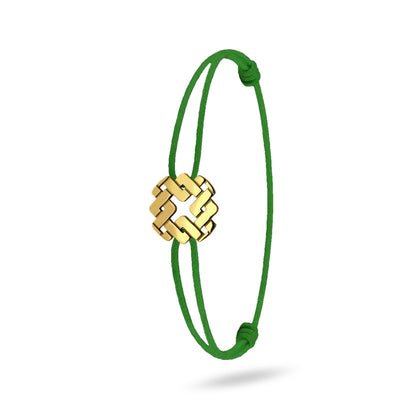 Bracelet cordon nylon vert bijou Armurus finition or