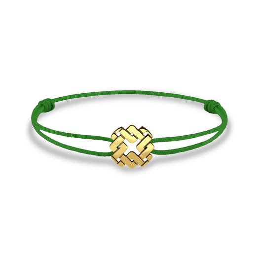 Bracelet cordon nylon vert bijou Armurus finition or