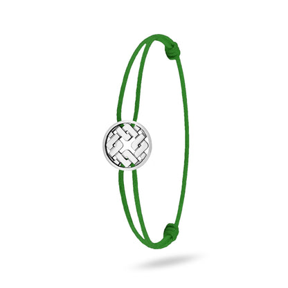 Bracelet cordon nylon vert bijou Clodius finition palladium