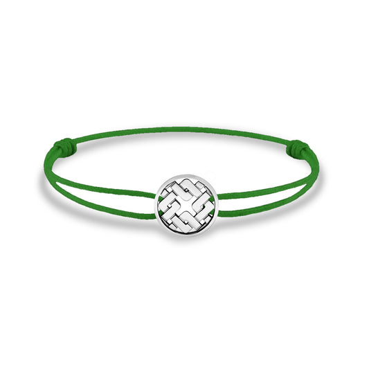 Bracelet cordon nylon vert bijou Clodius finition palladium