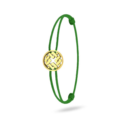 Bracelet cordon nylon vert bijou Clodius finition or