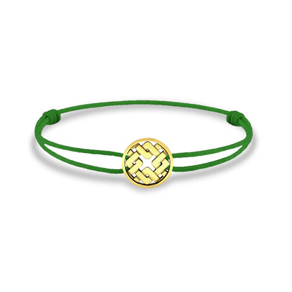 Bracelet cordon nylon vert bijou Clodius finition or