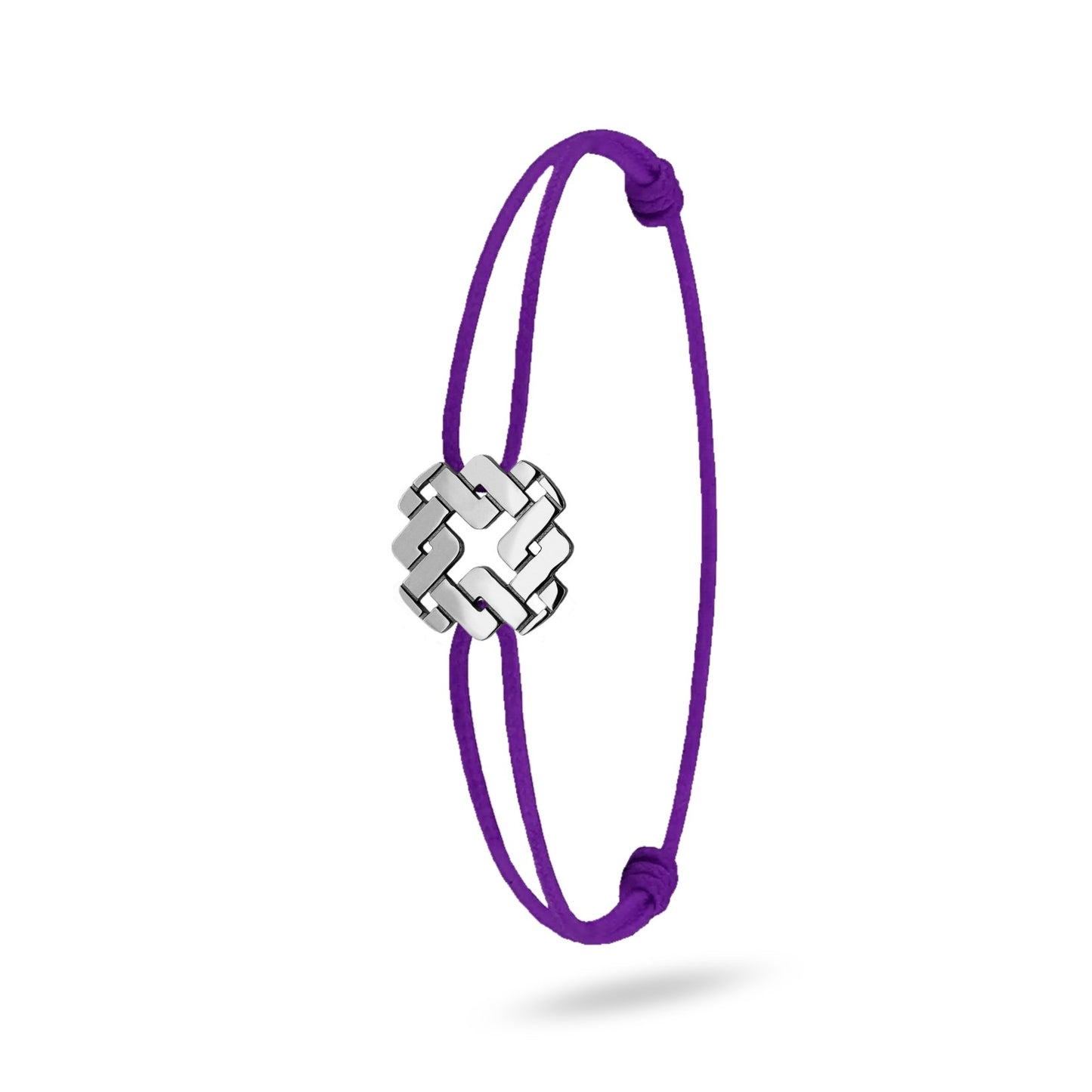 Bracelet cordon nylon violet bijou Armurus finition palladium