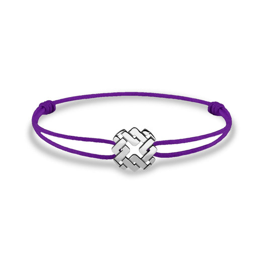 Bracelet cordon nylon violet bijou Armurus finition palladium