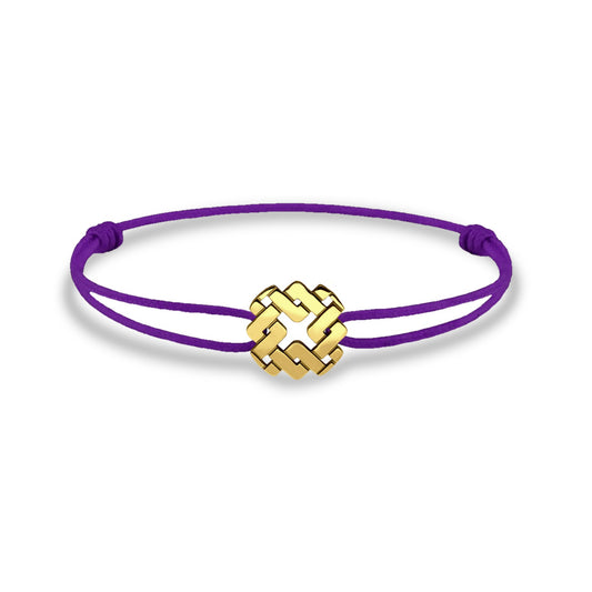 Bracelet cordon nylon violet bijou Armurus finition or