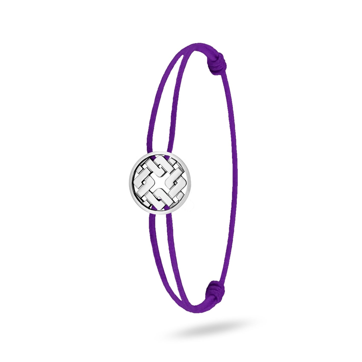 Bracelet cordon nylon violet bijou Clodius finition palladium