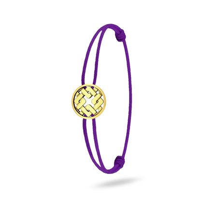 Bracelet cordon nylon violet bijou Clodius finition or