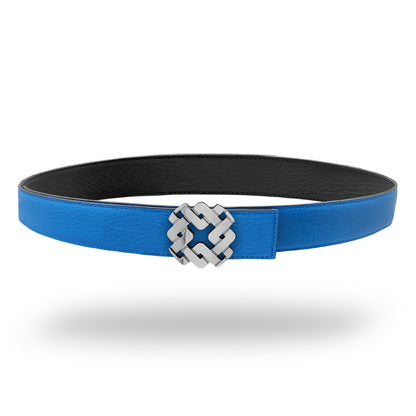 Ceinture 25 mm en cuir réversible bleu boucle Armurus palladié