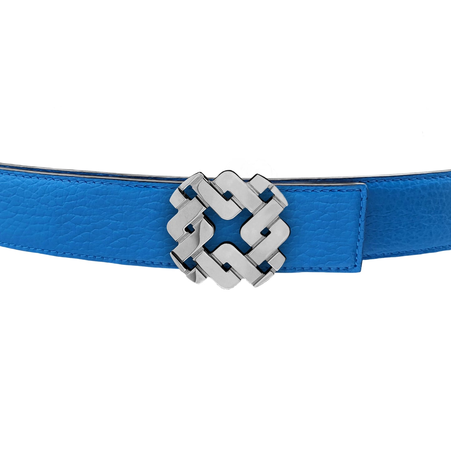 Ceinture 25 mm en cuir réversible bleu boucle Armurus palladié