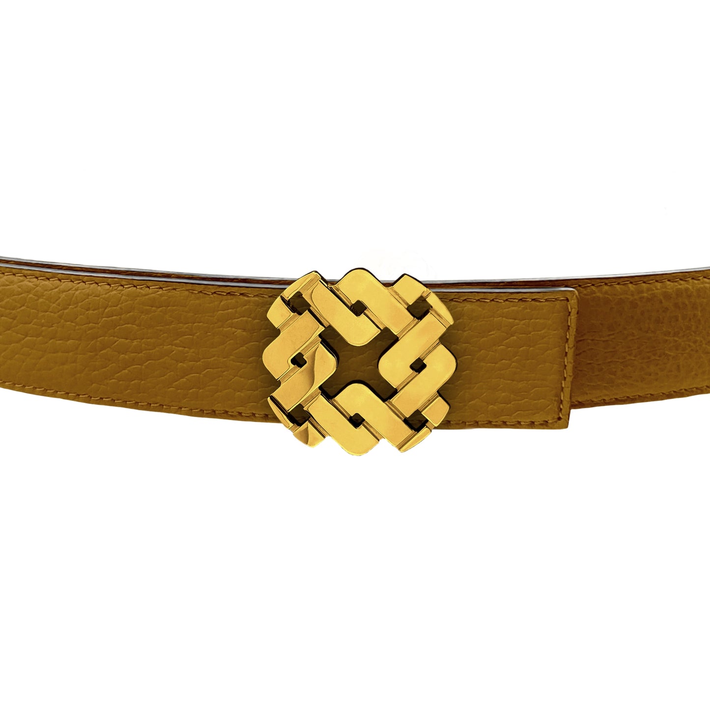 Ceinture 25 mm en cuir réversible cognac boucle Armurus dorée