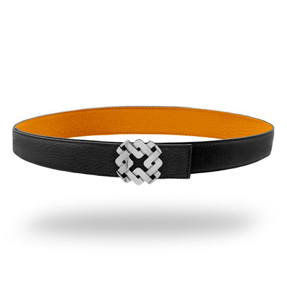 Ceinture 25 mm en cuir réversible orange boucle Armurus palladié