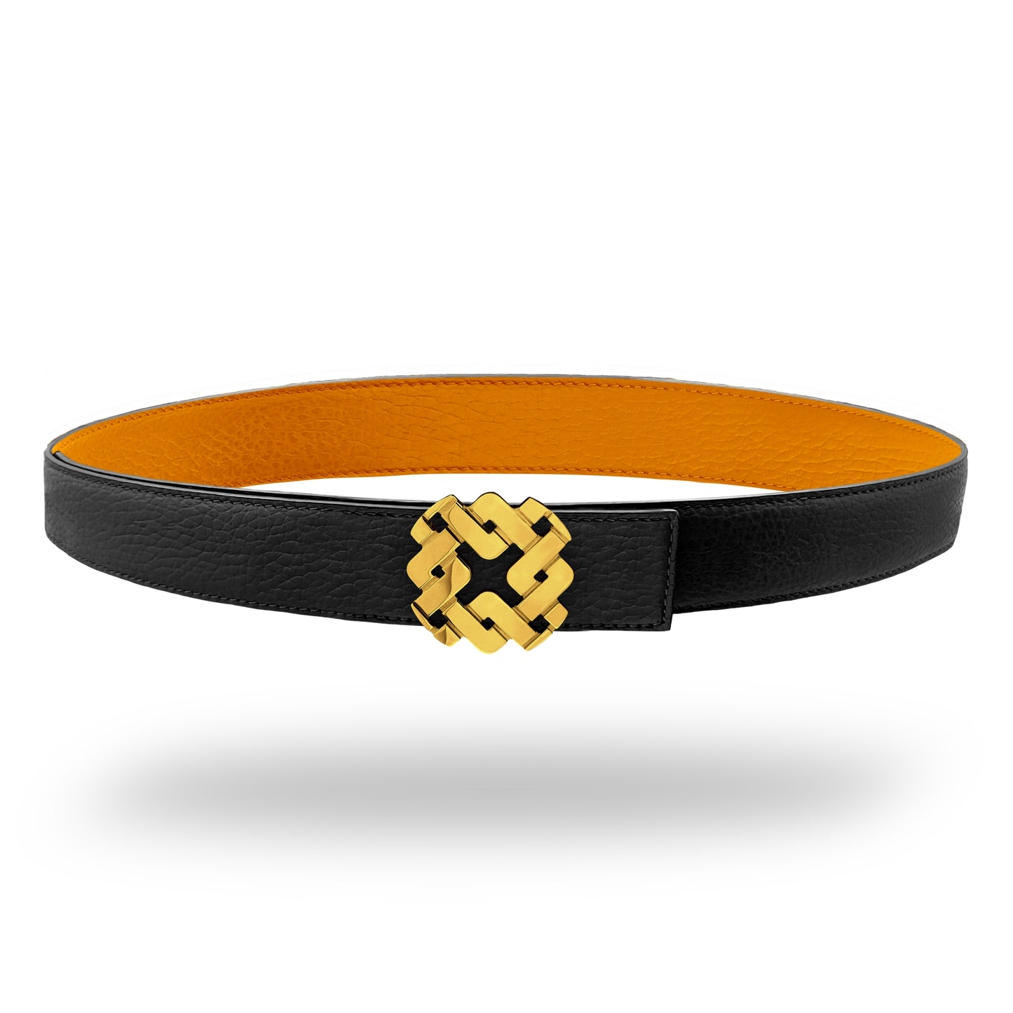 Ceinture 25 mm en cuir réversible orange boucle Armurus dorée