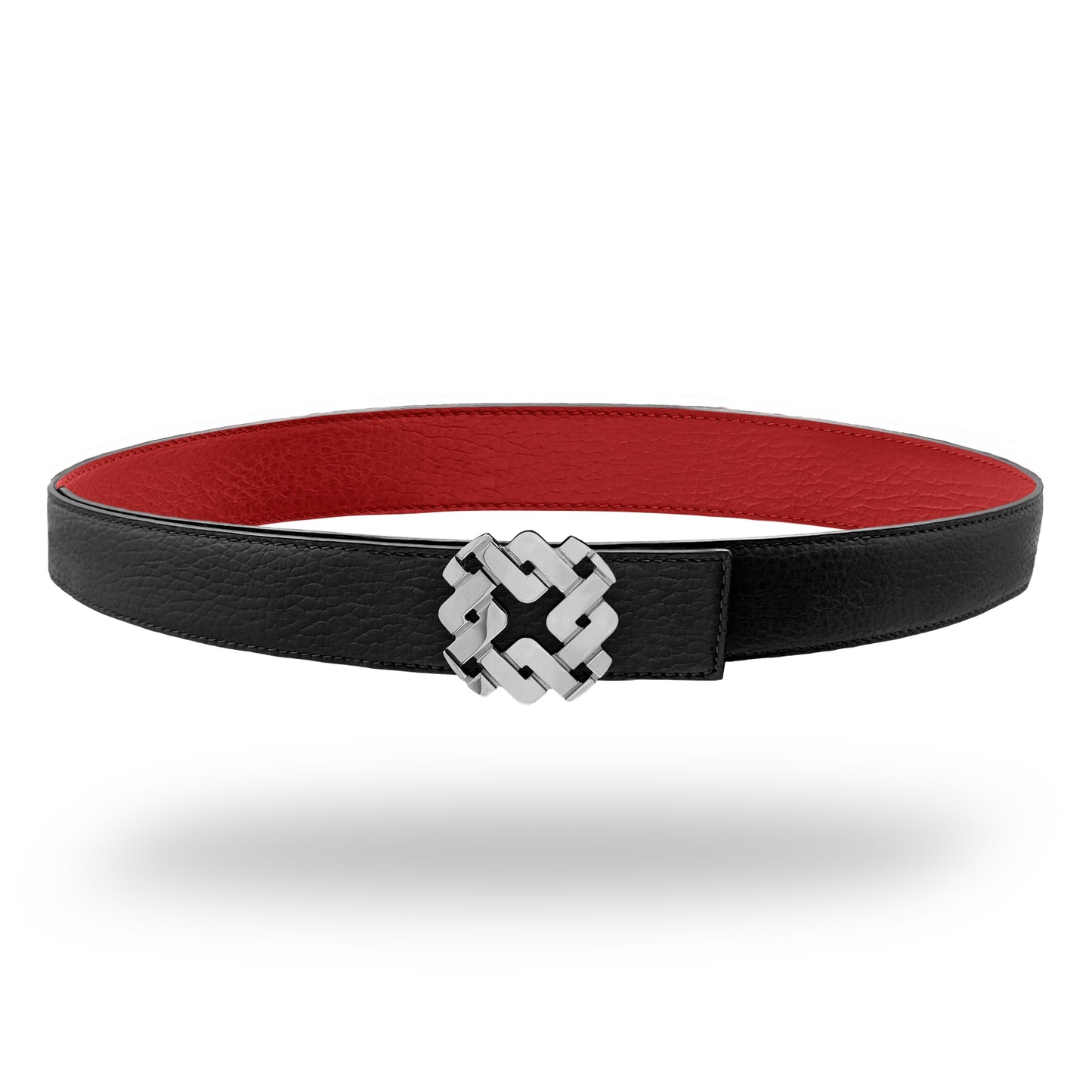 Ceinture 25 mm en cuir réversible rouge boucle Armurus palladié