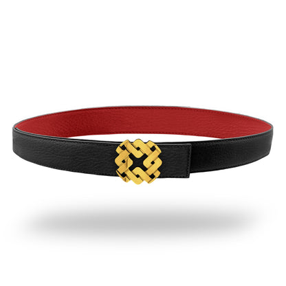 Ceinture 25 mm en cuir réversible rouge boucle Armurus dorée