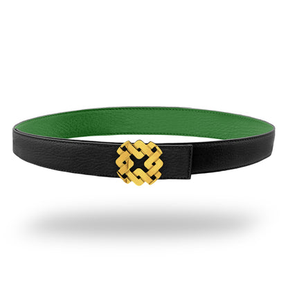 Ceinture 25 mm en cuir réversible vert boucle Armurus dorée