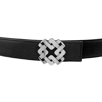 Ceinture 25 mm en cuir réversible bleu boucle Armurus palladié