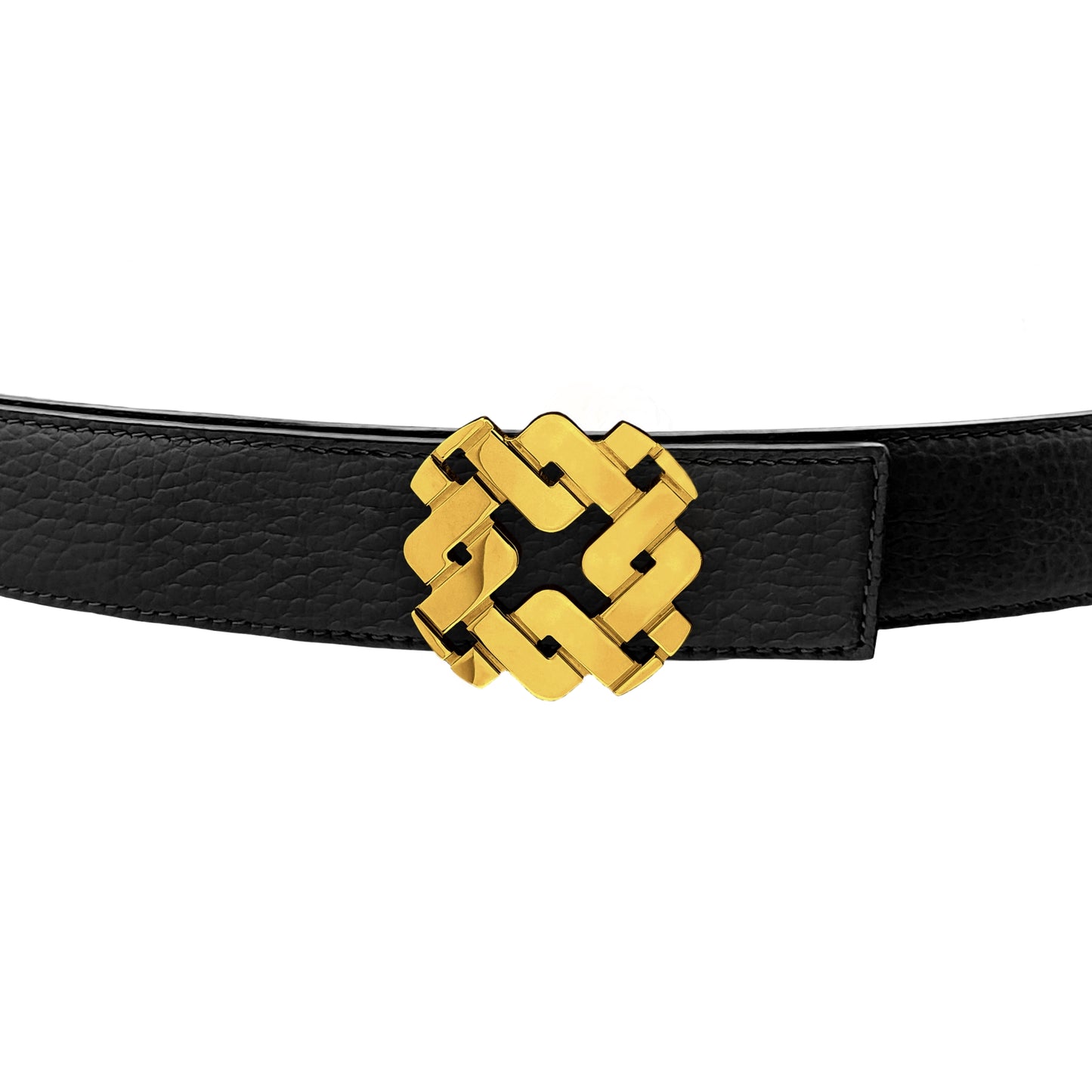 Ceinture 25 mm en cuir réversible bleu boucle Armurus dorée